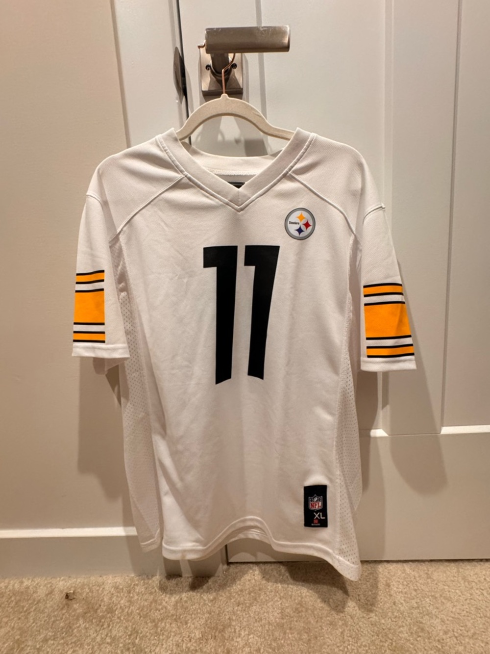 NFL Youth White Jersey with Orange Accents